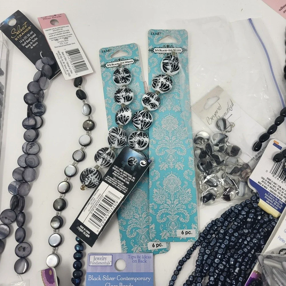 Bundle Of Jewelry Making Supplies Beads Arts Crafts Black Lot #10